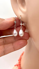 Load image into Gallery viewer, Pearl Dangle Earrings, Silver Or Solid Gold Earrings, Pearl Wedding Jewelry, June Birthstone, Birthday Gift for Women, Jewelry for Woman
