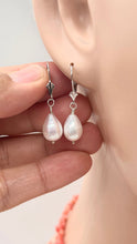 Load image into Gallery viewer, Pearl Dangle Earrings, Silver Or Solid Gold Earrings, Pearl Wedding Jewelry, June Birthstone, Birthday Gift for Women, Jewelry for Woman