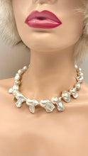 Load image into Gallery viewer, White Baroque Pearl Necklace, Freshwater Pearl Necklace, Statement Necklace, Anniversary Gift, Birthday Gift for Women, Jewelry for Woman