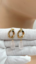 Load image into Gallery viewer, Rose Quartz Gold Earrings, 10K Solid Gold Earrings, Summer Cocktail Jewelry, Birthday Gift for Women, Jewelry for Woman