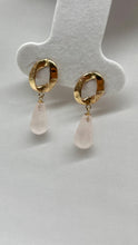 Load image into Gallery viewer, Rose Quartz Gold Earrings, 10K Solid Gold Earrings, Summer Cocktail Jewelry, Birthday Gift for Women, Jewelry for Woman