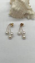Load image into Gallery viewer, Pearl Gold Earrings, 14K Solid Gold Earrings, Wedding Bride Earrings, Birthday Gift for Women, Mothers Day Gift