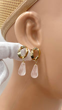 Load image into Gallery viewer, Rose Quartz Gold Earrings, 10K Solid Gold Earrings, Summer Cocktail Jewelry, Birthday Gift for Women, Jewelry for Woman