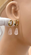 Load image into Gallery viewer, Rose Quartz Gold Earrings, 10K Solid Gold Earrings, Summer Cocktail Jewelry, Birthday Gift for Women, Jewelry for Woman