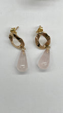 Load image into Gallery viewer, Rose Quartz Gold Earrings, 10K Solid Gold Earrings, Summer Cocktail Jewelry, Birthday Gift for Women, Jewelry for Woman