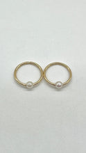 Load image into Gallery viewer, Pearl Hoop Gold Earrings , 10K Solid Gold with 3mm Sea Pearl, Handmade Earrings, Earrings for Baby / Toddler, Birthday Gift for Girl