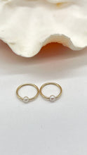 Load image into Gallery viewer, Pearl Hoop Gold Earrings , 10K Solid Gold with 3mm Sea Pearl, Handmade Earrings, Earrings for Baby / Toddler, Birthday Gift for Girl