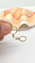Load image into Gallery viewer, Pearl Hoop Gold Earrings, 10K 14K 18K Solid Gold Dangle Small Pearl, Handmade Earrings, Earrings for Baby / Toddler, Birthday Gift for Girl