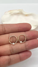 Load image into Gallery viewer, Pearl Hoop Gold Earrings , 10K Solid Gold with 3mm Sea Pearl, Handmade Earrings, Earrings for Baby / Toddler, Birthday Gift for Girl