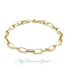 Load image into Gallery viewer, Paper Clip Gold Bracelet, 10K Solid Gold, Diamond Cut Chain, Lightweight Bracelet