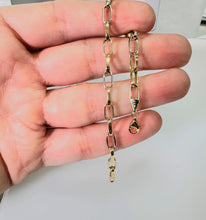 Load image into Gallery viewer, Paper Clip Gold Bracelet, 10K Solid Gold, Diamond Cut Chain, 2 Tone Lightweight Bracelet, Birthday Gift for Women, Mothers Day Gift