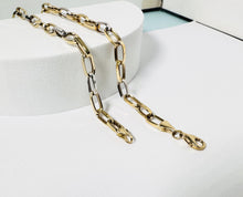 Load image into Gallery viewer, Paper Clip Gold Bracelet, 10K Solid Gold, Diamond Cut Chain, 2 Tone Lightweight Bracelet, Birthday Gift for Women, Mothers Day Gift