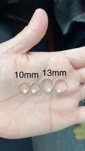 Load image into Gallery viewer, Pearl Hoop Gold Earrings , 10K Solid Gold with 3mm Sea Pearl, Handmade Earrings, Earrings for Baby / Toddler, Birthday Gift for Girl