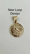 Load image into Gallery viewer, Saint Michael Pendant, 16mm, 10K 14K Gold Medal, Protection Pendant, Gift for Police, Gift for Soldiers, Gift for Doctors, Mothers Day