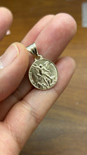 Load image into Gallery viewer, Saint Michael Pendant, 16mm, 10K 14K Gold Medal, Protection Pendant, Gift for Police, Gift for Soldiers, Gift for Doctors, Mothers Day