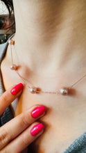 Load image into Gallery viewer, Pink Pearl Gold Necklace, 10K 14K 18K Solid Gold