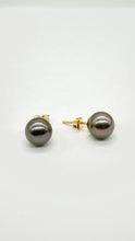 Load image into Gallery viewer, Tahitian Pearl Earrings, 8-8.5mm 10K 14K 18K Gold