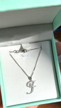 Load image into Gallery viewer, F Initial Pendant, 10K Solid Gold Diamond, Script Initial Necklace, Birthday Gift for Women,