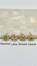 Load image into Gallery viewer, Zodiac Signs Gold Pendant, 10K Solid Gold, 10mm Small Pendant, Birthday Gift for Women, Mothers Day Gift