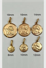 Load image into Gallery viewer, Angel Pendant Gold, 8mm-18mm, 10K 14K 18K Angel Medal Solid Gold, Personalized Gift for Baptism, Birthday Gift, Mothers Day Gift