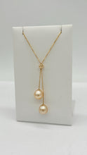 Load image into Gallery viewer, South Sea Pearl Necklace, 14K Solid Gold Two Golden Pearl Necklace,