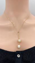 Load image into Gallery viewer, South Sea Pearl Necklace, 14K Solid Gold Two Golden Pearl Necklace,