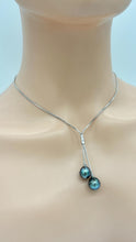 Load image into Gallery viewer, Tahitian Lariat Pearl Necklace, Two Pearl Necklace, Sterling Silver Necklace, Birthday Gift for Women, Gift for Mom, Bridesmaids Gifts