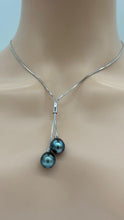 Load image into Gallery viewer, Tahitian Lariat Pearl Necklace, Two Pearl Necklace, Sterling Silver Necklace, Birthday Gift for Women, Gift for Mom, Bridesmaids Gifts