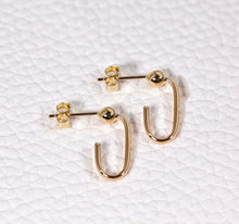 Load image into Gallery viewer, Arc Gold Earrings, 10K Solid Gold Arc Stud Earrings, Trendy Earrings for Girl