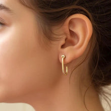 Load image into Gallery viewer, Arc Gold Earrings, 10K Solid Gold Arc Stud Earrings, Trendy Earrings for Girl