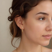 Load image into Gallery viewer, Arc Gold Earrings, 10K Solid Gold Arc Stud Earrings, Trendy Earrings for Girl