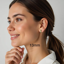 Load image into Gallery viewer, Emerald Huggie Hoop Earrings, 10K 14K 18K Solid Gold