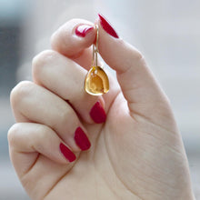 Load image into Gallery viewer, Citrine Yellow Gold Earrings, 14K Solid Gold Earrings with Natural Citrine