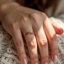 Load image into Gallery viewer, Infinity Sapphire Gold Ring, 10K Solid Gold Ring, Pink Sapphire Ring, Love Promise Ring, Engagement Ring, Friendship Ring, Birthday Gift Wom