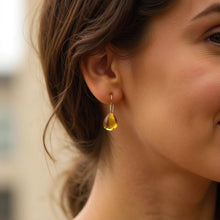 Load image into Gallery viewer, Citrine Yellow Gold Earrings, 14K Solid Gold Earrings with Natural Citrine