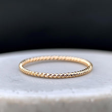 Load image into Gallery viewer, Rope Gold Ring, 1.2MM, 10K Gold Wedding Band as Twisted Ring, Thin Stacking Rings, Birthday Gift for Women, Valentine’s Day Gift