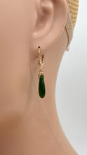 Load image into Gallery viewer, Jade Drop Gold Earrings, 14K Solid Gold Earrings, Summer Cocktail Jewelry, Birthday Gift for Women, Jade Jewelry for Woman