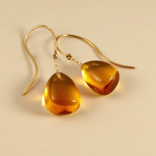 Load image into Gallery viewer, Citrine Yellow Gold Earrings, 14K Solid Gold Earrings with Natural Citrine