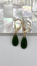 Load image into Gallery viewer, Jade Drop Gold Earrings, 14K Solid Gold Earrings, Summer Cocktail Jewelry, Birthday Gift for Women, Jade Jewelry for Woman