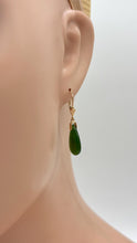 Load image into Gallery viewer, Jade Drop Gold Earrings, 14K Solid Gold Earrings, Summer Cocktail Jewelry, Birthday Gift for Women, Jade Jewelry for Woman