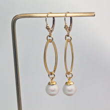 Load image into Gallery viewer, Pearl Long Earrings, White Pearl Dangle Earrings, Birthday Gift for Women, Bridesmaids Gift, Mother’s Day Gift