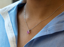 Load image into Gallery viewer, Pink Heart Pendant, 10K Solid Gold Heart Necklace, Sweetheart Love Gift, Birthday Gift for Girlfriend,
