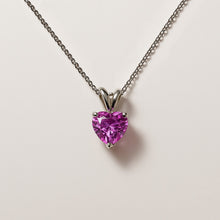 Load image into Gallery viewer, Pink Heart Pendant, 10K Solid Gold Heart Necklace, Sweetheart Love Gift, Birthday Gift for Girlfriend,
