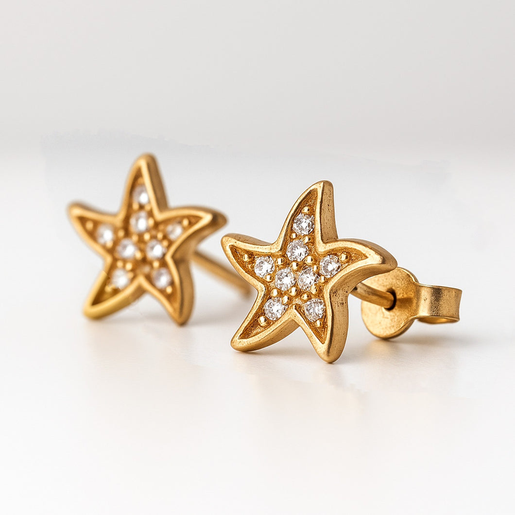 Star Stud Gold Earrings, 10K Solid Gold, Celestial Jewelry, Birthday Gift for Women,