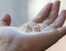 Load image into Gallery viewer, Star Stud Gold Earrings, 10K Solid Gold, Celestial Jewelry, Birthday Gift for Women,
