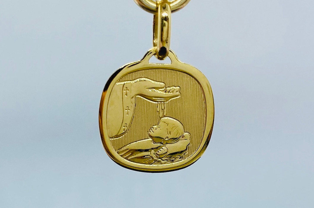 Gold Baptism Pendant, 14K Solid Gold Baptism Necklace, Baby Baptism Gift, Gift for Baby, Baptism Personalize Souvenir