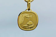 Gold Baptism Pendant, 14K Solid Gold Baptism Necklace, Baby Baptism Gift, Gift for Baby, Baptism Personalize Souvenir