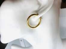 Load image into Gallery viewer, Twist Hoop Gold Earrings, 18K Solid Yellow Gold Earrings, Round Hoops Gold, Light Weight Earrings, Earrings For Women,  Ideas
