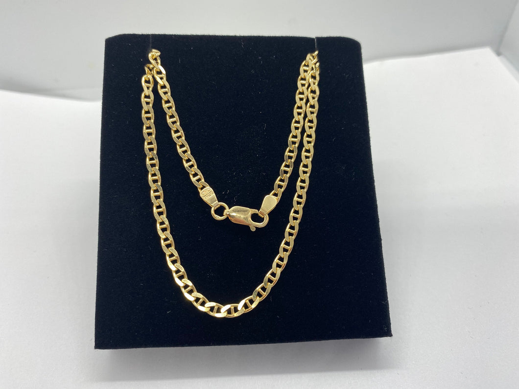 Gold Anchor Chain, 10K Solid Gold Anchor Necklace, 3mm Strong Heavy, Solid Italian Gold , Diamond Cut, Birthday Gift Men,