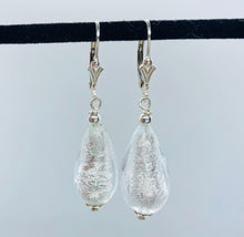 Load image into Gallery viewer, Murano White Earrings, Sterling Silver Earrings, Handmade Earrings, Bridesmaids Gift, Birthday Gift Women, nts
